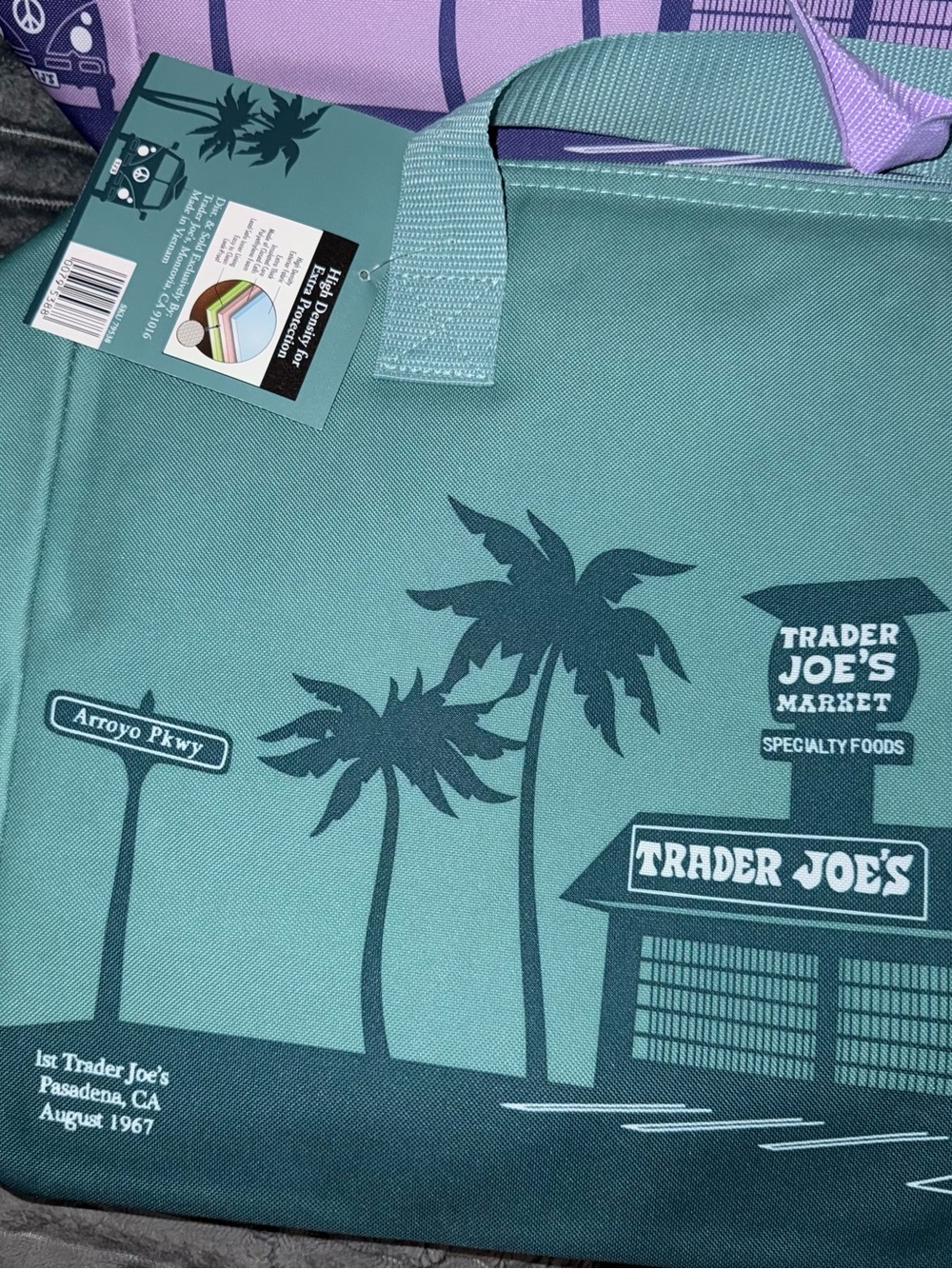 2 Trader Joe’s Insulated Tote Bags Lavender Dusty Blue Limited 8 gallon NEW - Picture 5 of 10